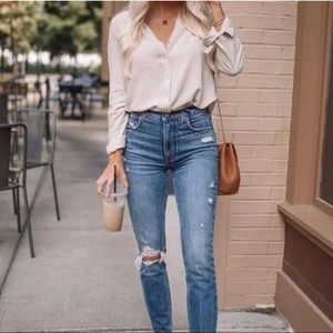 Abercrombie | Signature Collection High Rise Womens Distressed Raw Hem Jeans